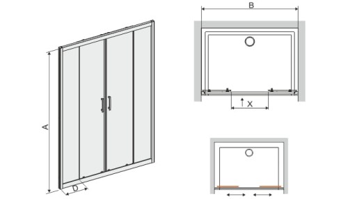 Drzwi prysznicowe SANPLAST D4/TX5b 170cm, szkło W0, srebrny matowy 600271127039401