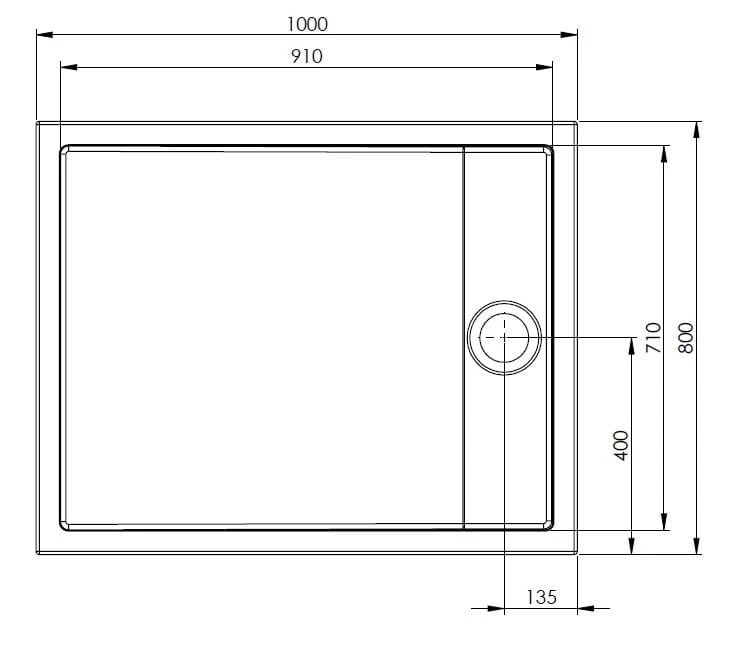 Brodzik prostokątny ROCA GRANADA COMPACT 100x80x13cm, z syfonem i nogami, biały A276264000