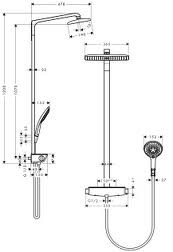Komplet prysznicowy RAINDANCE E Showerpipe 360 chrom/biały  HANSGROHE 27112400
