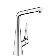 Bateria kuchenna HANSGROHE METRIS z wyciąganą wylewką, bez przełącznika, chrom 14821000