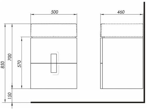 Szafka KOŁO TWINS 50cm wisząca, z 2 szufladami, pod umywalkę TWINS 50, biały połysk 89489000
