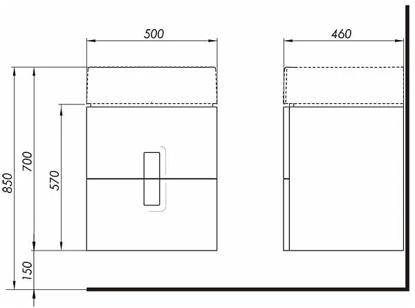 Szafka KOŁO TWINS 50cm wisząca, z 2 szufladami, pod umywalkę TWINS 50, biały połysk 89489000