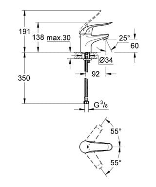 Bateria umywalkowa GROHE EUROECO SPECIAL chrom 32762000