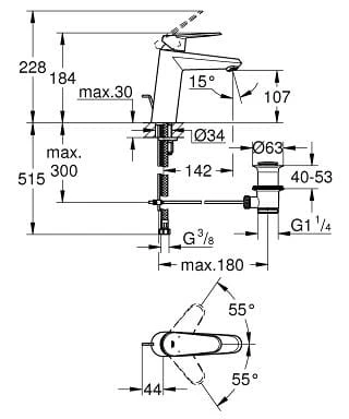 Bateria umywalkowa GROHE EURODISC COSMOPOLITAN M chrom 23448002