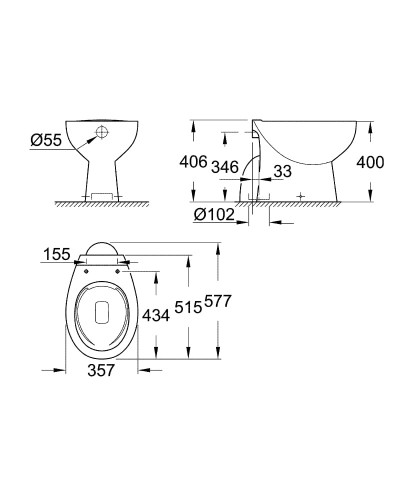 Miska stojąca GROHE BAU CERAMIC Pionowa, biały 39431000