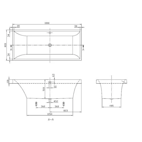 Wanna prostokątna VILLEROY&BOCH SQUARO 180x80cm, quaryl, biała UBQ180SQR2V-01