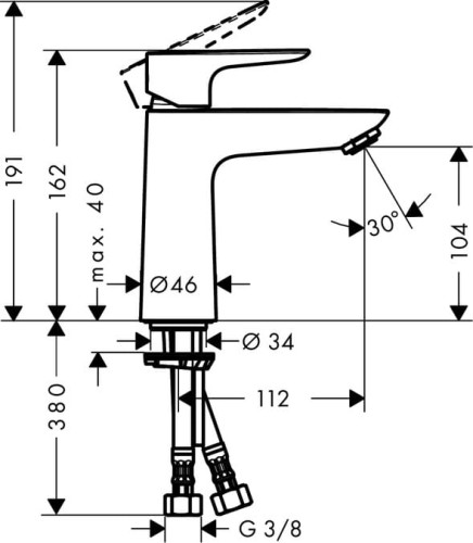 Bateria umywalkowa HANSGROHE TALIS E 110 chrom z kompletem odpływowym Push Open 71711000