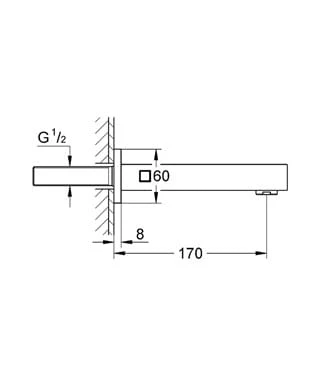 Wylewka wannowa GROHE EUROCUBE 17 cm, chrom 13303000