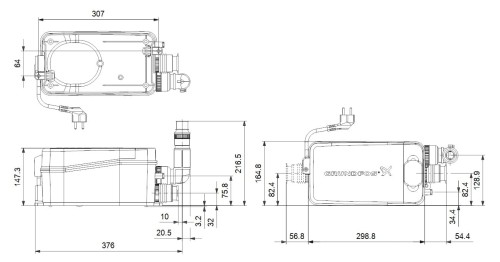 Pompa podnosząca GRUNDFOS SOLOLIFT 2 D-2 do umywalki, bidetu, natrysku temp  do 50° 97775318