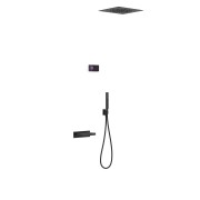 Komplet wannowy TRES SHOWER TECHNOLOGY Blue Edition podtynkowy z wylewką i zestawem wannowym, czarny/czarny mat 09288315NM