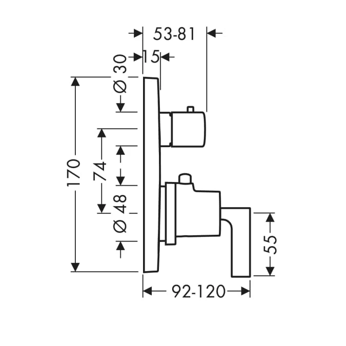 Bateria wannowa AXOR CITTERIO z termostatem, z zaworem odcinająco - przełączającym, el.zew., chrom 39720000