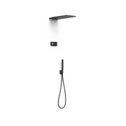Komplet prysznicowy TRES SHOWER TECHNOLOGY Blue Edition podtynkowy z termostatem i zestawem wannowym, czarny/czarny mat  09288551NM 