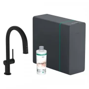 Bateria kuchenna HANSGROHE AQITTURA M91 SODASYSTEM 210 z wyciąganą wylewką, czarny mat 76836670