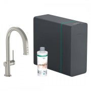 Bateria kuchenna HANSGROHE AQITTURA M91 SODASYSTEM 210 z wyciąganą wylewką, stal szlachetna 76836800