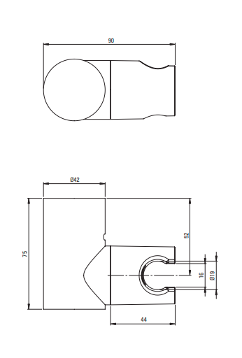 Uchwyt punktowy  DEANTE  ROUND stal szczotkowana  ANO F21U.png