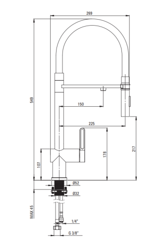 Bateria kuchenna DEANTE MAGNETIC z elastyczną wylewką titanium BRM D75M .png