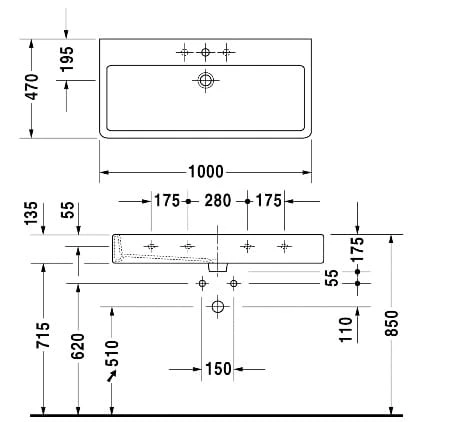 Umywalka DURAVIT VERO 100x47cm biała 0454100000