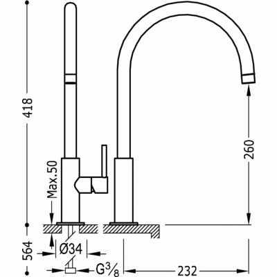 Bateria umywalkowa STUDY-TRES bez korka, chrom 26290401