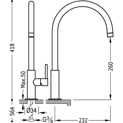 Bateria umywalkowa STUDY-TRES bez korka, chrom 26290401