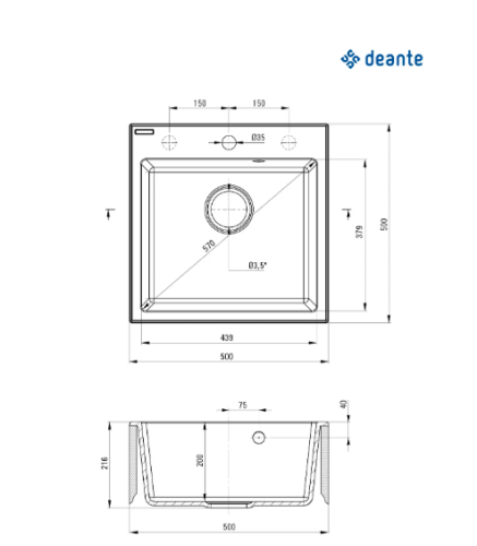 Zlewozmywak DEANTE EVORA 50x50cm antracyt metalik ZQJ T103 .png