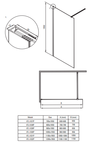 Ścianka prysznicowa DEANTE PRIZMA 100cm walk-in titanium KTJ D30P