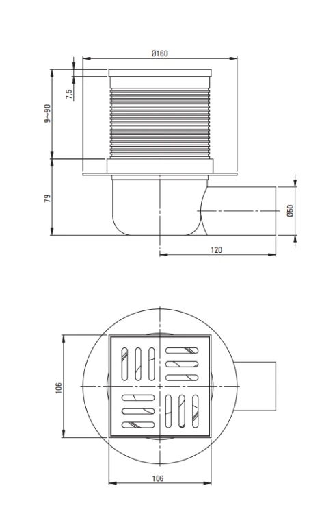 Odpływ punktowy DEANTE kratka stal szczotkowana KOS 001C.png