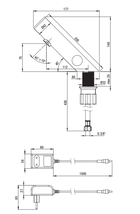 Bateria umywalkowa DEANTE SENSE elektroniczna stal polerowana BQR P29V.png