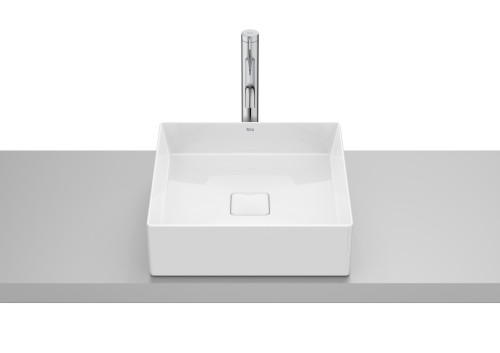 TERRA Umywalka nablatowa kwadratowa 40x40 cm Fineceramic® BIAŁY POŁYSK