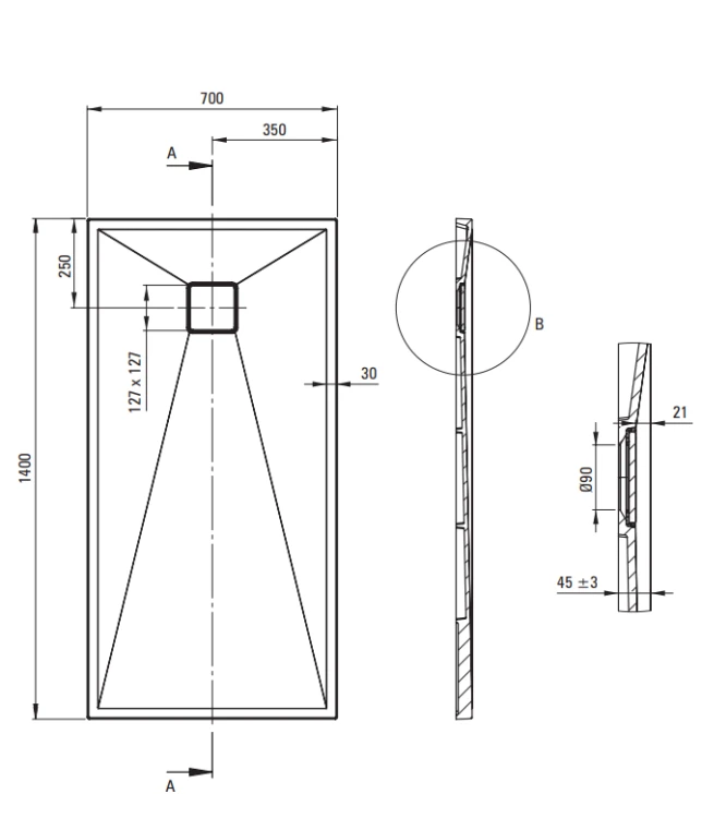 Brodzik prostokątny  DEANTE  CORREO 140x70cm granitowy beżowy KQR 577B.png