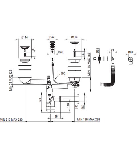 Syfon do zlewozmywaka DEANTE SPACE-SAVER LUX stal ZXY 9918.png