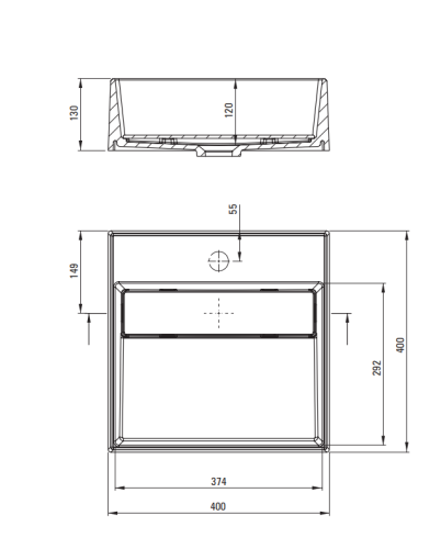 Umywalka nablatowa DEANTE  CORREO 40x40cm szary  metalik CQR SU4M.png