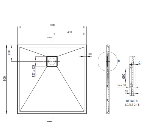 Brodzik kwadratowy DEANTE CORREO 90x90cm granitowy beżowy KQR 541B .png