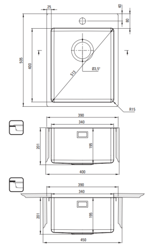 Zlewozmywak DEANTE OLFATO 39x50,5cm brąz szczotkowany ZPO C10E.png