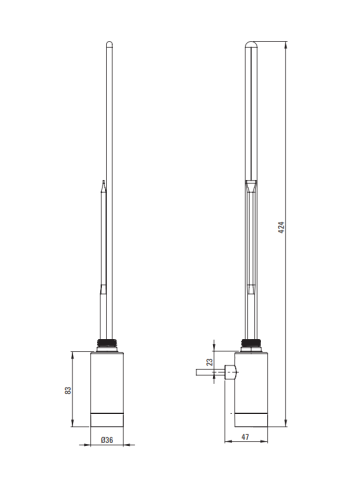 Grzałka DEANTE SILIA 400W biały mat AGI A401.png