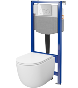 Zestaw CERSANIT: stelaż AQUA 50 + miska wisząca z deską wolnoopadającą i przyciskiem chrom S4003-046