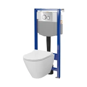 Zestaw CERSANIT: stelaż AQUA 50 + miska wisząca z deską wolnoopadającą i przyciskiem chrom S4003-037