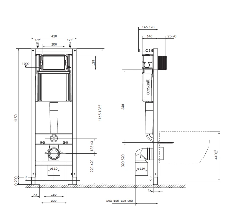 Zestaw CERSANIT  stelaż SYSTEM 40 MECH + miska wisząca z deską wolnoopadającą i przycisk chrom S4005 030.png