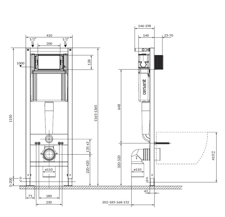 stelaż SYSTEM 40 MECH + miska wisząca z deską wolnoopadającą i przycisk czarny mat S4005 031.png