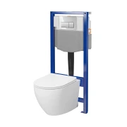 Zestaw CERSANIT: stelaż SYSTEM 50 MECH + miska wisząca z deską wolnoopadającą i przycisk chrom S4003-049