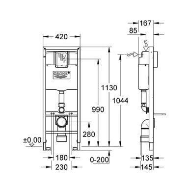 Stelaż RAPID SL GROHE do WC 113cm dla niepełnosprawnych 38675001