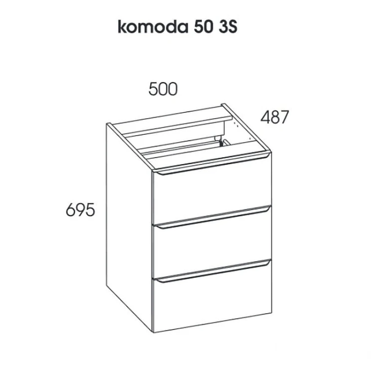 Komoda LOFTY 50x49cm, wisząca 3S, biała 167030