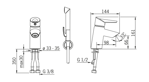 Bateria umywalkowa ORAS OPTIMA Bidette, chrom 2712F