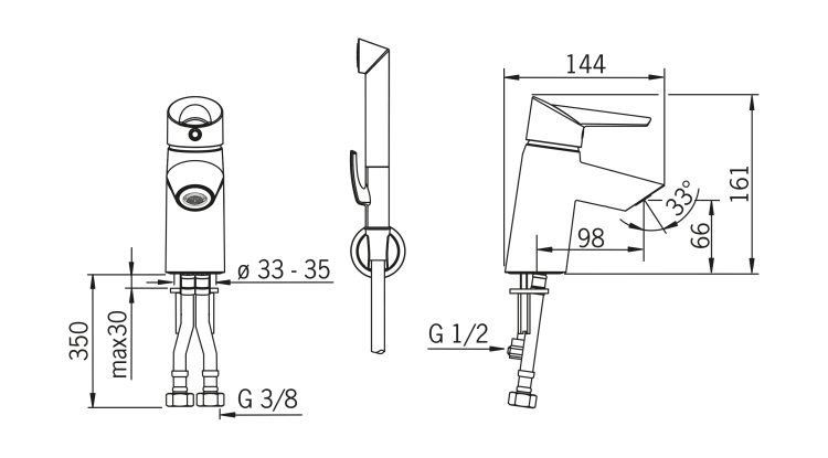 Bateria umywalkowa ORAS OPTIMA Bidette, chrom 2712F