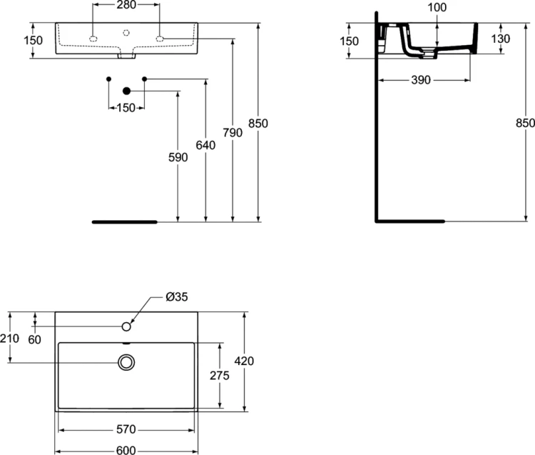 Umywalka IDEAL STANDARD STRADA 60x42cm, biała K077801