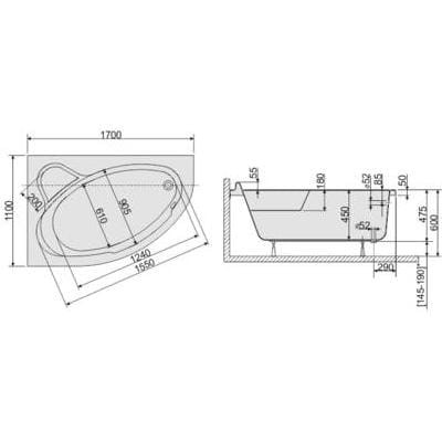 Wanna narożna SANPLAST COMFORT 170x110 lewa 610060044001000