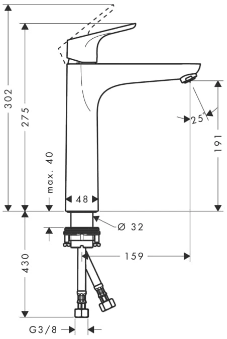 Bateria umywalkowa HANSGROHE FOCUS 190 chrom 31518000