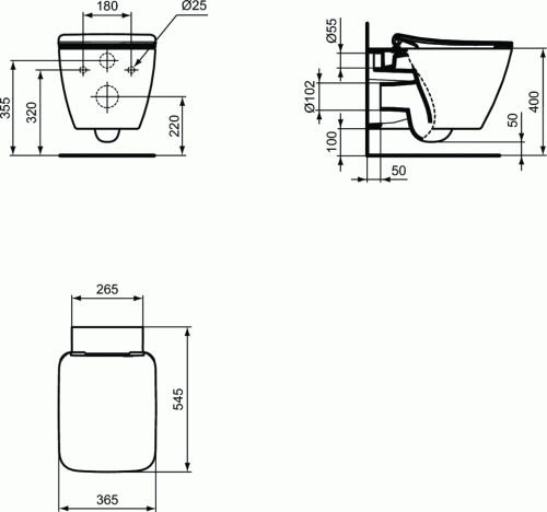 Miska wisząca IDEAL STANDARD STRADA II AquaBlade 55x37cm, biała T299701