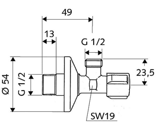 Zawór SCHELL COMFORT grzybkowy 1/2 x 1/2 kątowy chrom ( spłuczka ) 052170699