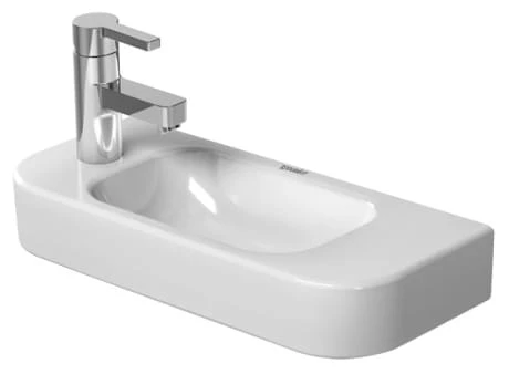 Umywalka DURAVIT HAPPY D.2 50x22cm, bez przelewu, z półką na baterię , otwór po prawej, biała 0711500008