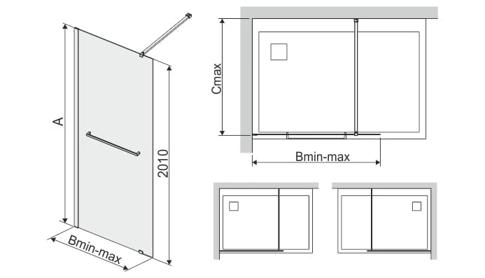 Scianka Wolnostojąca SANPLAST FREE LINE II 75cm. Szkło W0, Glass Protect  Srebrny Błyszczący 600261041042401